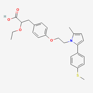 molecular formula C25H29NO4S B13403681 2-Ethoxy-3-(4-{2-[2-methyl-5-(4-methylthiophenyl)-pyrrol-1-yl]-ethoxy)-phenyl)-propionic acid 