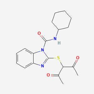 molecular formula C19H23N3O3S B1340374 2-[(1-Acetyl-2-oxopropyl)thio]-N-cyclohexyl-1H-benzimidazole-1-carboxamide CAS No. 98183-15-4