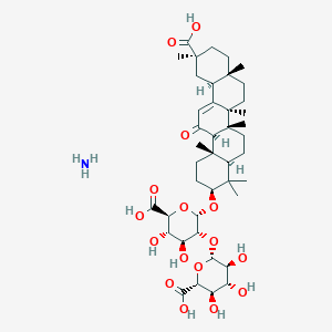 molecular formula C42H65NO16 B13403842 (2R,3R,4R,5S,6S)-6-[(2S,3R,4S,5S,6S)-2-[[(3S,4aR,6aR,6bS,8aS,11S,12aS,14aR,14bS)-11-carboxy-4,4,6a,6b,8a,11,14b-heptamethyl-14-oxo-2,3,4a,5,6,7,8,9,10,12,12a,14a-dodecahydro-1H-picen-3-yl]oxy]-6-carboxy-4,5-dihydroxyoxan-3-yl]oxy-3,4,5-trihydroxyoxane-2-carboxylic acid;azane 