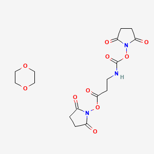molecular formula C16H21N3O10 B13404053 N-Succinimidoxycarbonyl-beta-alanine N-succinimidyl ester 1,4-dioxane complex 