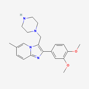 molecular formula C21H26N4O2 B13404211 2-(3,4-Dimethoxyphenyl)-6-methyl-3-piperazin-1-ylmethylimidazo[1,2-a]pyridine 
