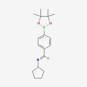 molecular formula C18H26BNO2 B13404288 4-(Cyclopentyl)iminomethyl phenyl-boronic acid pinacol ester 