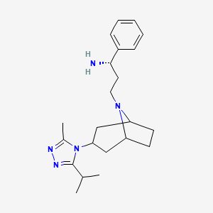 molecular formula C22H33N5 B13404316 (1S)-3-[3-(3-Isopropyl-5-methyl-4H-1,2,4-triazol-4-yl)-exo-8-azabicyclo[3.2.1]oct-8-yl]-1-phenyl-1-propanamine 