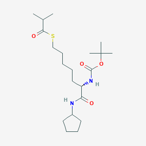 molecular formula C21H38N2O4S B13404317 S-[(6S)-7-(cyclopentylamino)-6-[(2-methylpropan-2-yl)oxycarbonylamino]-7-oxoheptyl] 2-methylpropanethioate 