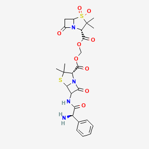 molecular formula C25H30N4O9S2 B13404420 [(2S)-3,3-dimethyl-4,4,7-trioxo-4lambda6-thia-1-azabicyclo[3.2.0]heptane-2-carbonyl]oxymethyl (2S)-6-[[(2R)-2-amino-2-phenylacetyl]amino]-3,3-dimethyl-7-oxo-4-thia-1-azabicyclo[3.2.0]heptane-2-carboxylate 