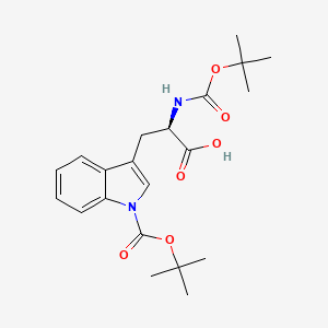 molecular formula C21H28N2O6 B13404477 (R)-3-(1-(tert-Butoxycarbonyl)-1H-indol-3-yl)-2-((tert-butoxycarbonyl)amino)propanoic acid 