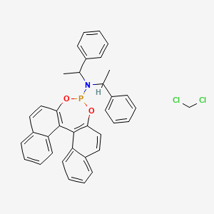 molecular formula C37H32Cl2NO2P B13404713 N,N-bis(1-phenylethyl)-12,14-dioxa-13-phosphapentacyclo[13.8.0.02,11.03,8.018,23]tricosa-1(15),2(11),3,5,7,9,16,18,20,22-decaen-13-amine;dichloromethane 