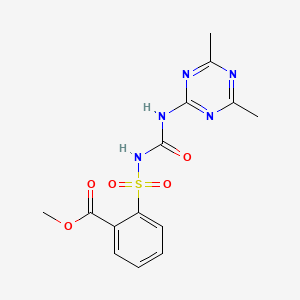molecular formula C14H15N5O5S B13404741 Methyl 2-[(4,6-dimethyl-1,3,5-triazin-2-yl)carbamoylsulfamoyl]benzoate 