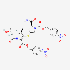 molecular formula C32H35N5O11S B13404860 3-[[5-[(Dimethylamino)carbony pyrrolidinyl] thio]-6-(1-hydroxyethyl)-4-methyl-7-oxo-1-azabicyclo[3.2.0]hept-2-ene-2-carboxylic acid, (4-nitrophenyl)methyl ester 