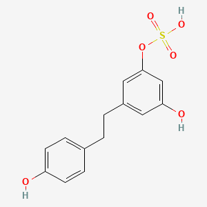 molecular formula C14H14O6S B13404872 dihydroresveratrol-3-O-sulfate 
