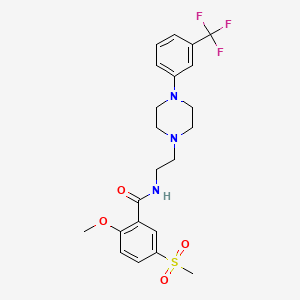 molecular formula C22H26F3N3O4S B13404884 Benzamide, 2-methoxy-5-(methylsulfonyl)-N-(2-(4-(alpha,alpha,alpha-trifluoro-m-tolyl)-1-piperazinyl)ethyl)- CAS No. 82608-06-8