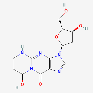 molecular formula C13H17N5O5 B13404910 8-hydroxy-3-[(2R,4S,5R)-4-hydroxy-5-(hydroxymethyl)oxolan-2-yl]-5,6,7,8-tetrahydropyrimido[1,2-a]purin-10-one 