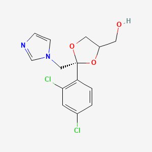 molecular formula C14H14Cl2N2O3 B13404913 1,3-Dioxolane-4-methanol,2-(2,4-dichlorophenyl)-2-(1H-imidazol-1-ylmethyl)-,(2R,4S)-rel- 