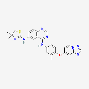 molecular formula C26H24N8OS B13404942 N6-(4,5-Dihydro-4,4-dimethyl-2-thiazolyl)-N4-[3-methyl-4-([1,2,4]triazolo[1,5-a]pyridin-7-yloxy)phenyl]-4,6-quinazolinediamine 