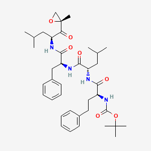 molecular formula C39H56N4O7 B13405373 tert-butyl N-[(2S)-1-[[(2S)-4-methyl-1-[[(2S)-1-[[(2S)-4-methyl-1-[(2R)-2-methyloxiran-2-yl]-1-oxopentan-2-yl]amino]-1-oxo-3-phenylpropan-2-yl]amino]-1-oxopentan-2-yl]amino]-1-oxo-4-phenylbutan-2-yl]carbamate CAS No. 868540-22-1