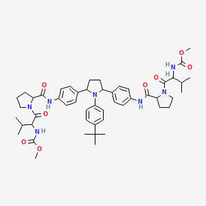 molecular formula C50H67N7O8 B13405429 methyl N-[1-[2-[[4-[1-(4-tert-butylphenyl)-5-[4-[[1-[2-(methoxycarbonylamino)-3-methylbutanoyl]pyrrolidine-2-carbonyl]amino]phenyl]pyrrolidin-2-yl]phenyl]carbamoyl]pyrrolidin-1-yl]-3-methyl-1-oxobutan-2-yl]carbamate 