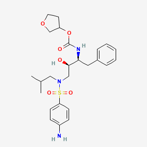 molecular formula C25H35N3O6S B13405436 oxolan-3-yl N-[(2S,3R)-4-[(4-aminophenyl)sulfonyl-(2-methylpropyl)amino]-3-hydroxy-1-phenylbutan-2-yl]carbamate 
