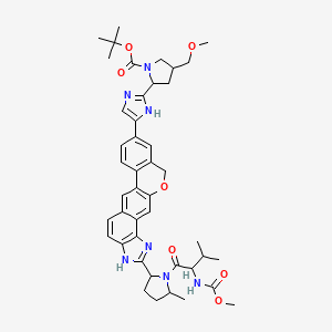 molecular formula C44H53N7O7 B13405498 tert-butyl 2-[5-[6-[1-[2-(methoxycarbonylamino)-3-methylbutanoyl]-5-methylpyrrolidin-2-yl]-21-oxa-5,7-diazapentacyclo[11.8.0.03,11.04,8.014,19]henicosa-1(13),2,4(8),5,9,11,14(19),15,17-nonaen-17-yl]-1H-imidazol-2-yl]-4-(methoxymethyl)pyrrolidine-1-carboxylate 