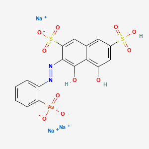 molecular formula C16H10AsN2Na3O11S2 B13405507 Trisodium;3-[(2-arsonatophenyl)diazenyl]-4,5-dihydroxy-7-sulfonaphthalene-2-sulfonate 