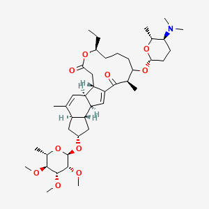 molecular formula C42H67NO10 B13405564 (1S,2S,5R,7S,9S,10S,14R,19S)-15-[(2R,5S,6R)-5-(dimethylamino)-6-methyloxan-2-yl]oxy-19-ethyl-4,14-dimethyl-7-[(2R,3R,4R,5S,6S)-3,4,5-trimethoxy-6-methyloxan-2-yl]oxy-20-oxatetracyclo[10.10.0.02,10.05,9]docosa-3,11-diene-13,21-dione 