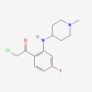 molecular formula C14H18ClFN2O B13405579 2-Chloro-1-{4-fluoro-2-[(1-methyl-4-piperidinyl)amino]phenyl}ethanone 