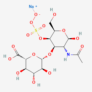 molecular formula C14H22NNaO16S B13405584 sodium;(2R,3R,4R,5S,6S)-6-[(2R,3R,4R,5R,6R)-3-acetamido-2-hydroxy-6-(hydroxymethyl)-5-oxidooxysulfonyloxyoxan-4-yl]oxy-3,4,5-trihydroxyoxane-2-carboxylic acid 