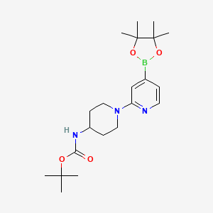 molecular formula C21H34BN3O4 B13405588 Tert-butyl (1-(4-(4,4,5,5-tetramethyl-1,3,2-dioxaborolan-2-yl)pyridin-2-yl)piperidin-4-yl)carbamate 