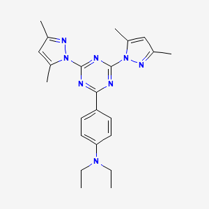 molecular formula C23H28N8 B13405969 4-[4,6-Bis(3,5-dimethyl-1H-pyrazol-1-yl)-1,3,5-triazin-2-yl]-N,N-diethylaniline CAS No. 805238-87-3