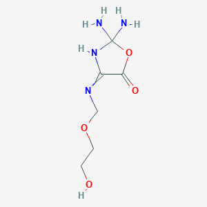 molecular formula C6H12N4O4 B13406051 2,2-Diamino-4-(2-hydroxyethoxymethylimino)-1,3-oxazolidin-5-one 