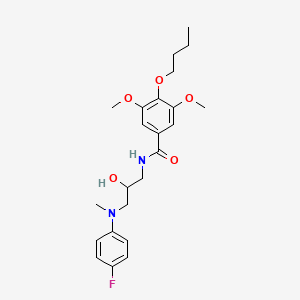 molecular formula C23H31FN2O5 B13406070 4-Butoxy-3,5-dimethoxy-N-(3-((4-fluorophenyl)methylamino)-2-hydroxypropyl)benzamide CAS No. 73584-26-6
