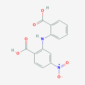 molecular formula C14H10N2O6 B13406122 Benzoic acid, 2-[(2-carboxyphenyl)amino]-4-nitro- CAS No. 71835-14-8