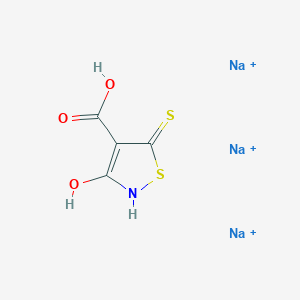 molecular formula C4H3NNa3O3S2+3 B13406274 trisodium;3-hydroxy-5-sulfanylidene-2H-1,2-thiazole-4-carboxylic acid 