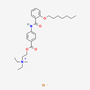 molecular formula C28H41BrN2O4 B13406297 Diethyl(2-(4-(2-heptyloxybenzamido)benzoyloxy)ethyl)methylammonium bromide CAS No. 49557-33-7