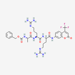 molecular formula C33H41F3N10O7 B13406322 Z-Ala-arg-arg-afc CAS No. 93753-74-3