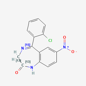 molecular formula C15H10ClN3O3 B13406552 Clonazepam-13C2,15N 