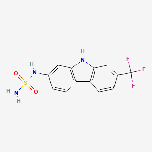 molecular formula C13H10F3N3O2S B13406618 N-[7-(Trifluoromethyl)-9H-carbazol-2-yl]sulfuric diamide CAS No. 872604-36-9