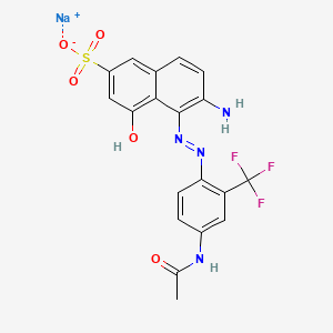 molecular formula C19H14F3N4NaO5S B13406794 Sodium 5-[[4-acetamido-2-(trifluoromethyl)phenyl]azo]-6-amino-4-hydroxynaphthalene-2-sulphonate CAS No. 75198-93-5
