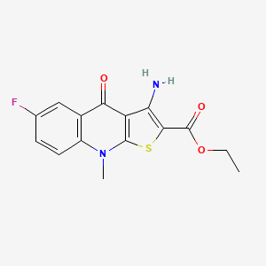 molecular formula C15H13FN2O3S B13406865 Ethyl 3-amino-6-fluoro-9-methyl-4-oxo-4,9-dihydrothieno[2,3-b]quinoline-2-carboxylate 