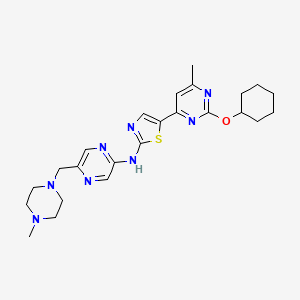 molecular formula C24H32N8OS B13406944 N-(5-(2-(cyclohexyloxy)-6-methylpyrimidin-4-yl)thiazol-2-yl)-5-((4-methylpiperazin-1-yl)methyl)pyrazin-2-amine CAS No. 874473-15-1