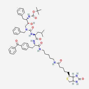 molecular formula C60H80N8O9S B13406956 tert-butyl N-[(2S,3R)-4-[[(2S)-1-[[(2S)-1-[5-[5-[(3aS,4S,6aR)-2-oxo-1,3,3a,4,6,6a-hexahydrothieno[3,4-d]imidazol-4-yl]pentanoylamino]pentylamino]-3-(4-benzoylphenyl)-1-oxopropan-2-yl]amino]-4-methyl-1-oxopentan-2-yl]carbamoyl-benzylamino]-3-hydroxy-1-phenylbutan-2-yl]carbamate CAS No. 714252-21-8