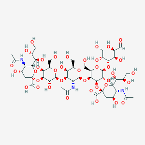 molecular formula C48H79N3O37 B13406978 NeuAc(a2-3)Gal(b1-3)GalNAc(b1-4)[NeuAc(a2-3)]Gal(b1-4)aldehydo-Glc 