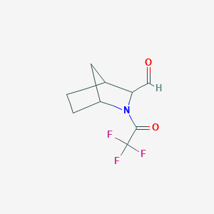 molecular formula C9H10F3NO2 B13406982 2-(2,2,2-Trifluoroacetyl)-2-azabicyclo[2.2.1]heptane-3-carbaldehyde 