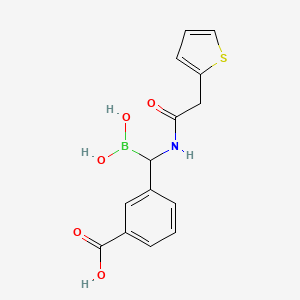 molecular formula C14H14BNO5S B13406991 3-[(R)-(dihydroxyboranyl)[2-(thiophen-2-yl)acetamido]methyl]benzoic acid 