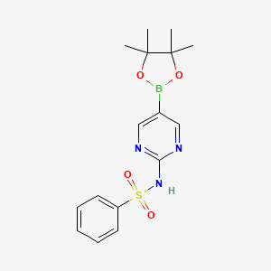 molecular formula C16H20BN3O4S B13407196 N-(5-(4,4,5,5-tetramethyl-1,3,2-dioxaborolan-2-yl)pyrimidin-2-yl)benzenesulfonamide 