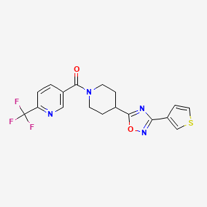 molecular formula C18H15F3N4O2S B13407250 {4-[3-(Thiophen-3-yl)-1,2,4-oxadiazol-5-yl]piperidin-1-yl}[6-(trifluoromethyl)pyridin-3-yl]methanone CAS No. 909676-21-7