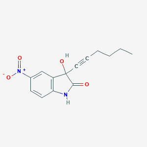 molecular formula C14H14N2O4 B134073 3-(1-Hexynyl)-3-hydroxy-5-nitro-2-indolinone CAS No. 149916-74-5