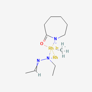 molecular formula C11H22N3ORh2 B13407748 Azanidacycloheptan-2-one;carbanide;ethyl-(ethylideneamino)azanide;rhodium;rhodium(3+) 