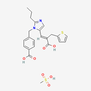 molecular formula C23H26N2O7S2 B13407782 4-[[5-[(E)-2-carboxy-3-thiophen-2-ylprop-1-enyl]-2-propylimidazol-1-yl]methyl]benzoic acid;methanesulfonic acid 