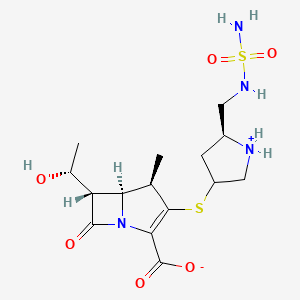 molecular formula C15H24N4O6S2 B13407830 (4R,5S,6S)-6-[(1R)-1-hydroxyethyl]-4-methyl-7-oxo-3-[(5S)-5-[(sulfamoylamino)methyl]pyrrolidin-1-ium-3-yl]sulfanyl-1-azabicyclo[3.2.0]hept-2-ene-2-carboxylate 