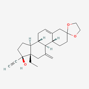 molecular formula C24H32O3 B13407866 (8'S,9'S,10'R,13'S,14'S,17'R)-13'-ethyl-17'-ethynyl-11'-methylidenespiro[1,3-dioxolane-2,3'-2,4,7,8,9,10,12,14,15,16-decahydro-1H-cyclopenta[a]phenanthrene]-17'-ol 